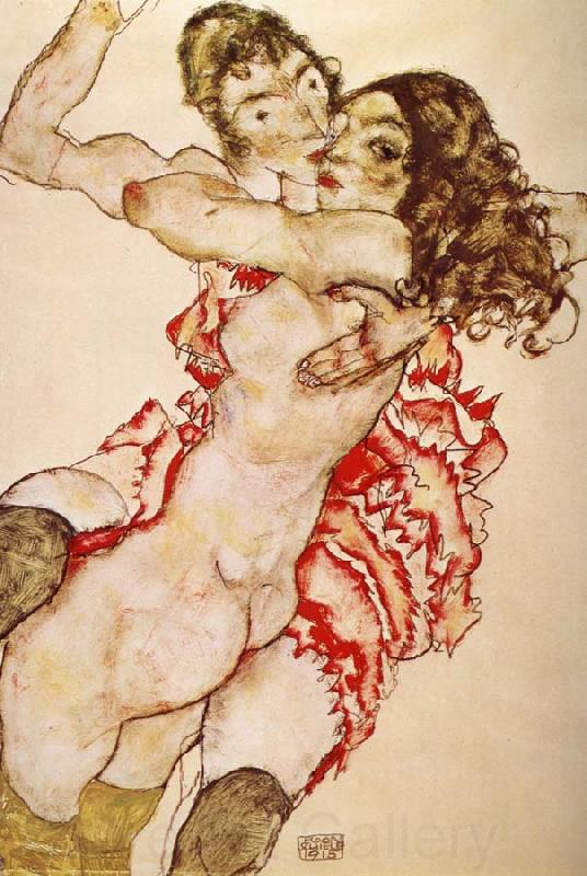Egon Schiele Two Girls Embracing Each other France oil painting art